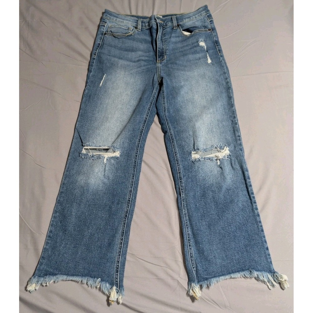 Sneak Peek High Rise‎ Straight Leg Ankle Jeans Womens 30 Distressed Raw Hem